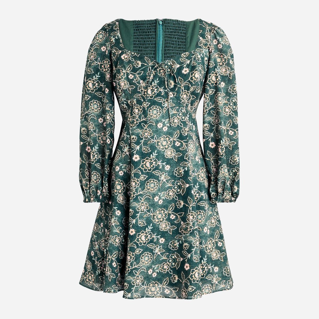 Nwt Womens Size 4 J. Crew Sweetheart Long Sleeve Mini Dress In Vintage Vines New